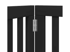 Clicnbuy Puerta de perros plegable 12 paneles madera álamo negra 600 cm Negro