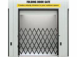 Puerta de Seguridad Plegable Individual SucceBuy de 190,5 Cm de Ancho x 122 Cm de Alto, Puerta de Tijera Negro Best