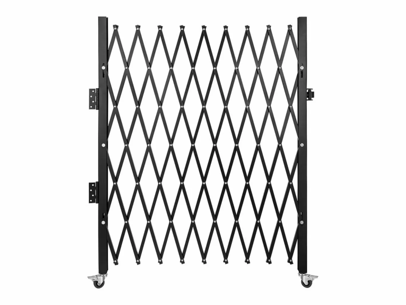 Puerta de Seguridad Plegable Individual SucceBuy de 190,5 Cm de Ancho x 122 Cm de Alto, Puerta de Tijera Negro Best