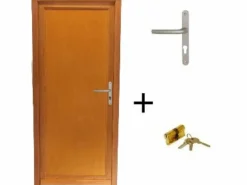 GD Menuiseries Puerta De Entrada|Puerta De Servicio Completa Armagos De Madera, Al.200xl.80 p.izquierda + Dimensiones Tirador Y Cilindro (ref 01245F924) Mesa sin manilla