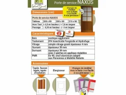 GD Menuiseries Puerta de servicio de madera 'Naxos' 200X80 Empuje a la derecha (Dimensiones de la mesa) sin manilla Marru00f3n Clearance