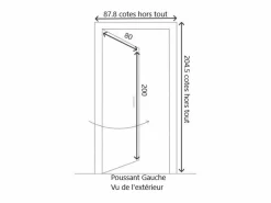GD Menuiseries Puerta de Servicio de Madera 'Pixos' 200X80 Empuje Izquierdo (Dimensiones de la Mesa) sin manilla Marru00f3n