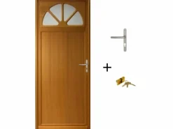 GD Menuiseries Puerta De Servicio De Madera Esmaltada Pixos, Al.200xl.80 p.izquierda + Tirador Y Cilindro (ref 01245F924) Tabla Dimensiones sin manilla Color natural claro Discount