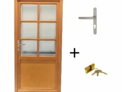 GD Menuiseries Puerta de servicio de madera esmaltada Naxos, Al.215xl.90 p. derecha + Mango Y Cañón (ref 01245F924) Tabla de Dimensiones sin manilla Color natural claro