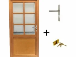 Puerta De Servicio De Madera Esmaltada Naxos, Al.200xl.80 p.izquierda + Tirador Y Cilindro (ref 01245F924) Tabla Dimensiones sin manilla^GD Menuiseries Best