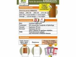 GD Menuiseries Puerta De Entrada|Puerta de servicio de madera Armagos 200X80 empuje izquierdo (Dimensiones de la mesa) sin manilla