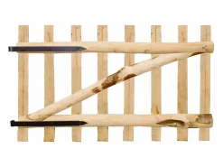 Puerta de valla simple de madera de avellano 100x60 cm Beige Best