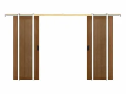 Vente-unique Puerta Corredera|Puerta doble corredera de empotrado en MDF madera natural oscura - 2 x Alt. 205 x L73 cm - SANDORA