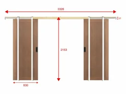 Vente-unique Puerta Corredera|Puerta doble corredera empotrable MDF madera natural oscuro - 2 x Alt. 205 x L83 cm - SANDORA