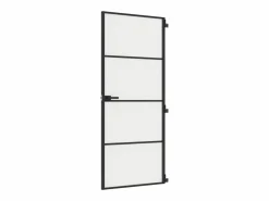 Puerta interior delgada negra vidrio y aluminio 83x201,5 cm ES998310 Negro Clearance