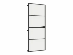 Puerta interior delgada negra vidrio y aluminio 83x201,5 cm ES998310 Negro Clearance