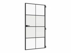 Puerta interior delgada negra vidrio y aluminio 102,5x201,5 cm ES644039 Negro New