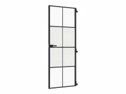 Puerta interior delgada negra vidrio y aluminio 76x201,5 cm ES897975^ Discount