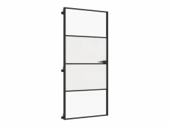 Puerta interior delgada negra vidrio y aluminio 93x201,5 cm ES125919 Negro Discount