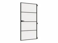 Puerta interior delgada negra vidrio y aluminio 102,5x201,5 cm ES440090 Negro Online