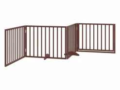 Clicnbuy Seguridad Para Mascotas|Puerta para perros con puerta plegable de 4 paneles marrón 320 cm madera de álamo