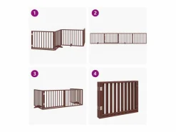 Clicnbuy Seguridad Para Mascotas|Puerta para perros con puerta plegable de 4 paneles marrón 320 cm madera de álamo