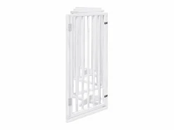 Clicnbuy Puerta para perros con puerta plegable de 6 paneles, blanca, 300 cm, madera de álamo Blanco