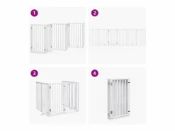 Clicnbuy Puerta para perros con puerta plegable de 6 paneles, blanca, 300 cm, madera de álamo Blanco