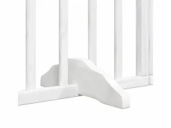Clicnbuy Puerta para perros con puerta plegable de 6 paneles, blanca, 300 cm, madera de álamo Blanco