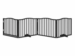 Clicnbuy Puerta para perros con puerta plegable de 4 paneles, color , 320 cm, madera de álamo Negro Clearance