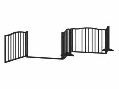 Clicnbuy Puerta para perros con puerta plegable de 4 paneles, color , 320 cm, madera de álamo Negro Clearance