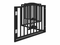 Clicnbuy Puerta para perros con puerta plegable de 4 paneles, color , 320 cm, madera de álamo Negro Clearance