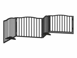 Clicnbuy Puerta para perros con puerta plegable de 4 paneles, color , 320 cm, madera de álamo Negro Clearance