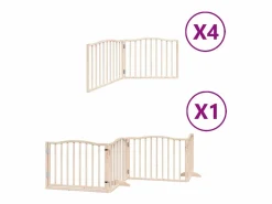 Clicnbuy Puerta para perros plegable 12 paneles madera de álamo 960 cm Marru00f3n Best