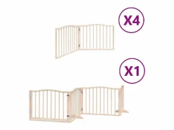 Clicnbuy Puerta para perros plegable 12 paneles madera de álamo 960 cm Marru00f3n Best