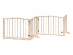 Clicnbuy Puerta para perros plegable 12 paneles madera de álamo 960 cm Marru00f3n Best