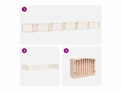 Clicnbuy Puerta para perros plegable 12 paneles madera de álamo 960 cm Marru00f3n Best