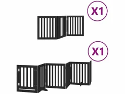 Clicnbuy Puerta para perros plegable 9 paneles madera álamo negra 450 cm Negro Sale