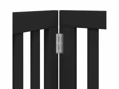 Clicnbuy Puerta para perros plegable 9 paneles madera álamo negra 450 cm Negro Sale