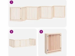 Clicnbuy Seguridad Para Mascotas|Puerta para perros plegable 8 paneles madera de álamo 640 cm