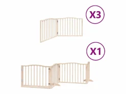 Clicnbuy Puerta para perros plegable 10 paneles madera de álamo 800 cm Marru00f3n New
