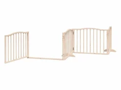 Clicnbuy Puerta para perros plegable 10 paneles madera de álamo 800 cm Marru00f3n New