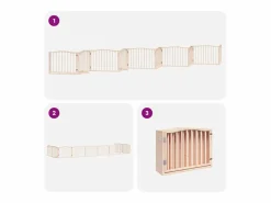 Clicnbuy Puerta para perros plegable 10 paneles madera de álamo 800 cm Marru00f3n New
