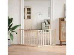 Clicnbuy Puerta para perros plegable de 2 paneles, 160 cm, madera de álamo Marru00f3n Discount