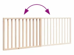 Clicnbuy Puerta para perros plegable de 2 paneles, 160 cm, madera de álamo Marru00f3n Discount