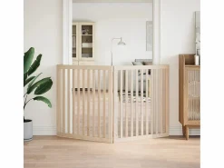 Clicnbuy Seguridad Para Mascotas|Puerta para perros plegable 2 paneles madera de álamo 160 cm
