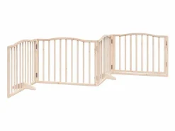 Clicnbuy Puerta para perros plegable 4 paneles madera de álamo 320 cm Marru00f3n Sale