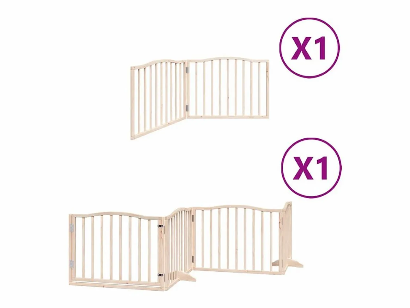Clicnbuy Seguridad Para Mascotas|Puerta para perros plegable 6 paneles madera de álamo 480 cm