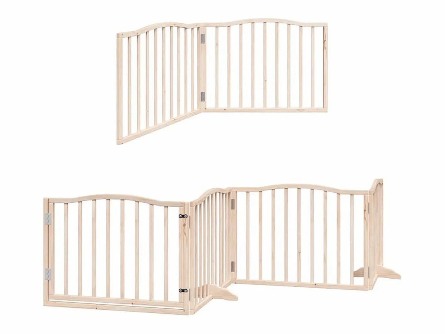 Clicnbuy Seguridad Para Mascotas|Puerta para perros plegable 6 paneles madera de álamo 480 cm