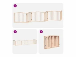 Clicnbuy Seguridad Para Mascotas|Puerta para perros plegable 6 paneles madera de álamo 480 cm