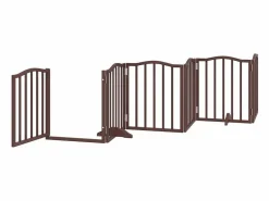 Clicnbuy Puerta para perros plegable 6 paneles álamo marrón roble 300 cm Marru00f3n Discount