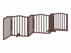 Clicnbuy Puerta para perros plegable 6 paneles álamo marrón roble 300 cm Marru00f3n Discount