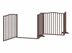 Clicnbuy Seguridad Para Mascotas|Puerta para perros plegable 4 paneles álamo marrón roble 320 cm