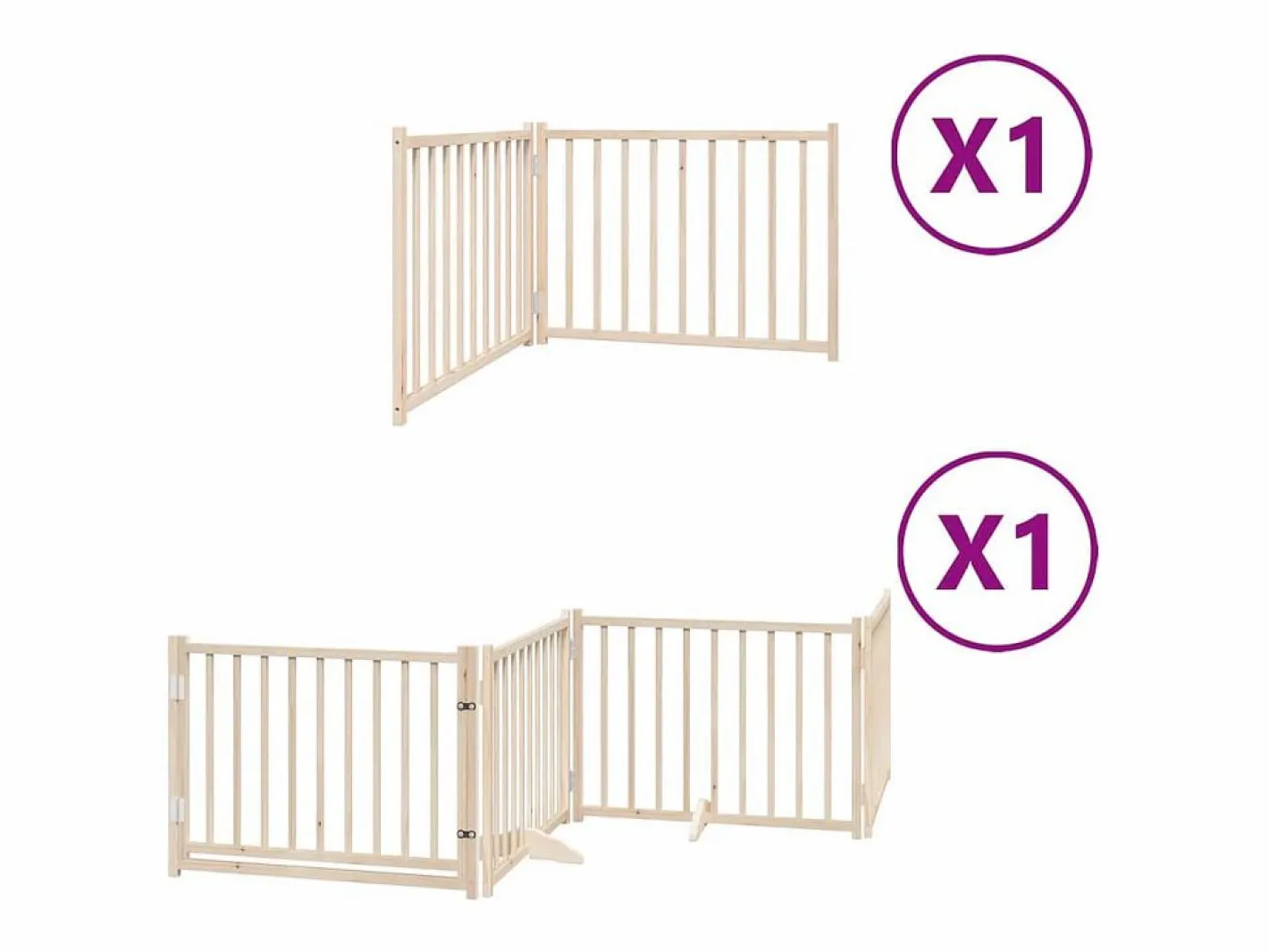 Clicnbuy Seguridad Para Mascotas|Puerta para perros plegable 6 paneles madera de álamo 480 cm