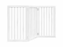 Clicnbuy Seguridad Para Mascotas|Puerta para perros plegable 3 paneles madera álamo blanca 150cm